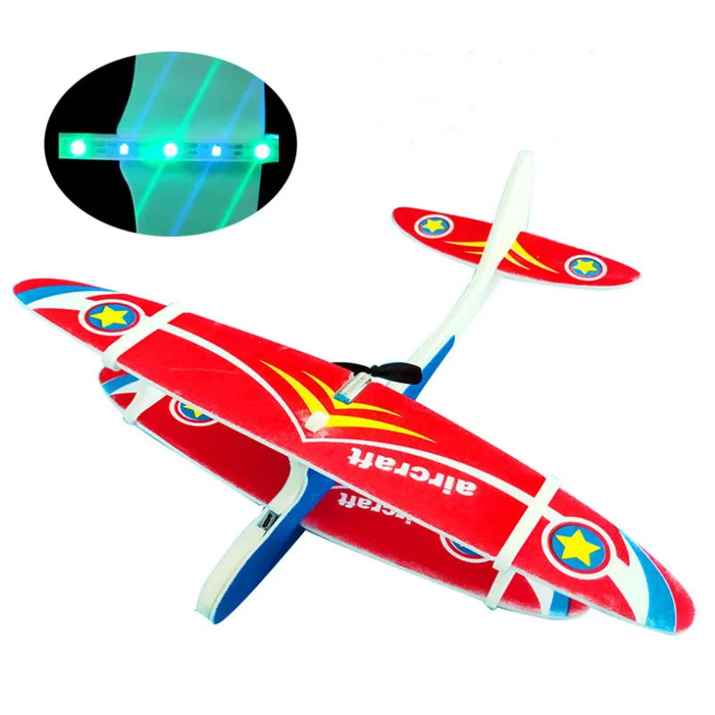 Электрический самолет светодиодный EPP пенопластовый самолет ручной запуск метательный планерный самолет модель наружная детская развивающая игрушка подарок для детей и взрослых - Цвет: random color LED