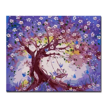 

DIY Digital Swing On The Plum Blossom Tree Oil Painting By Numbers Coloring Pictures On Canvas Home Decor Office Wall Art Framed