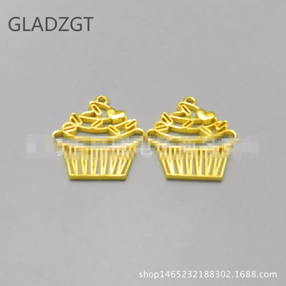 

2018 New 10 pcs/lot Ice cream Metal Frame Pendant Gold Charm Bezel Setting Cabochon Setting UV Resin Charm X122
