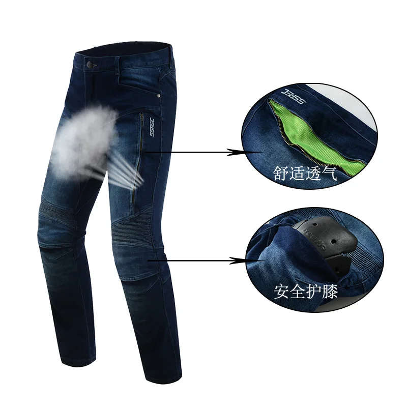SSPEC новые высококачественные джинсы мужские мотоциклетные штаны внедорожные защитные штаны для гонок Весна Лето Дышащие байкерские джинсы