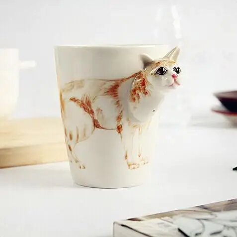 Ручная роспись 3D Животные MugCartoon собака кошка печатные творческие керамика Кофе