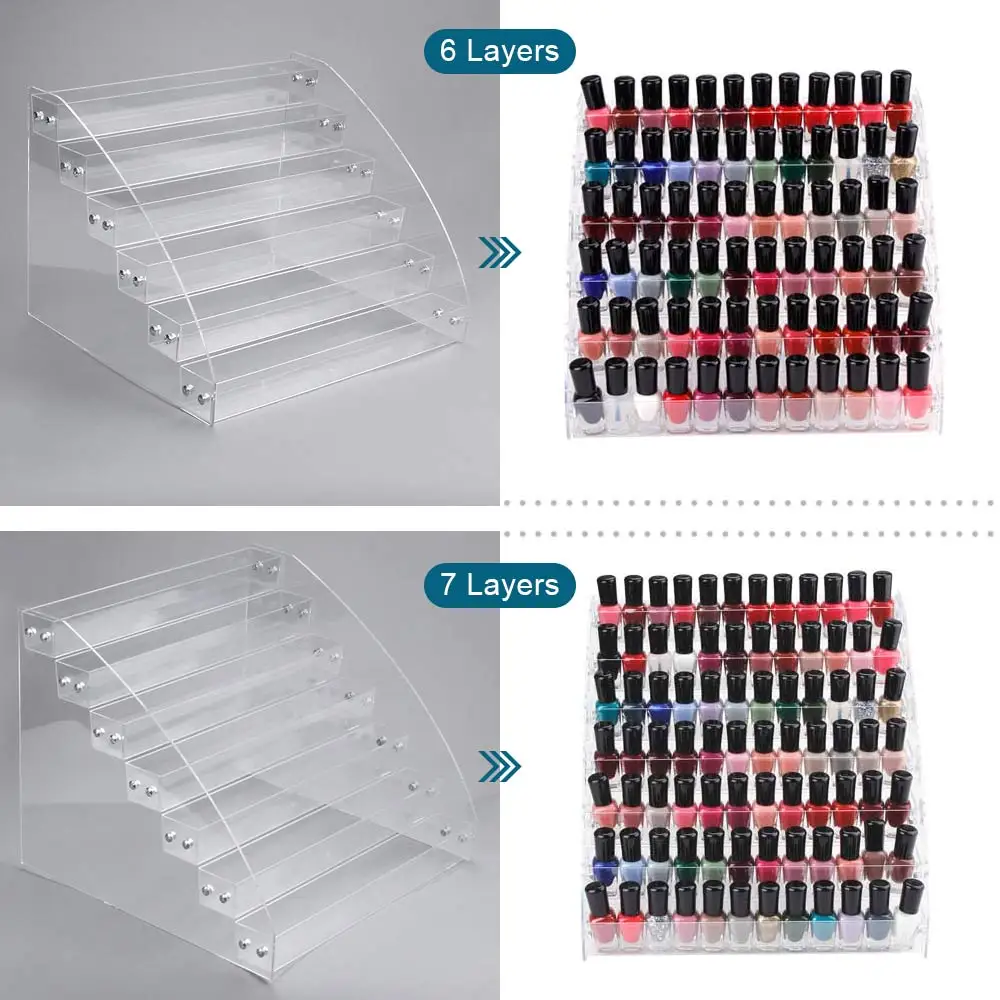 1 To 7 Tier Nail Polish Organizer Nail Art Tools Acrylic Makeup Shelf Case Display Holder Manicure Stand Cosmetics Storage Rack