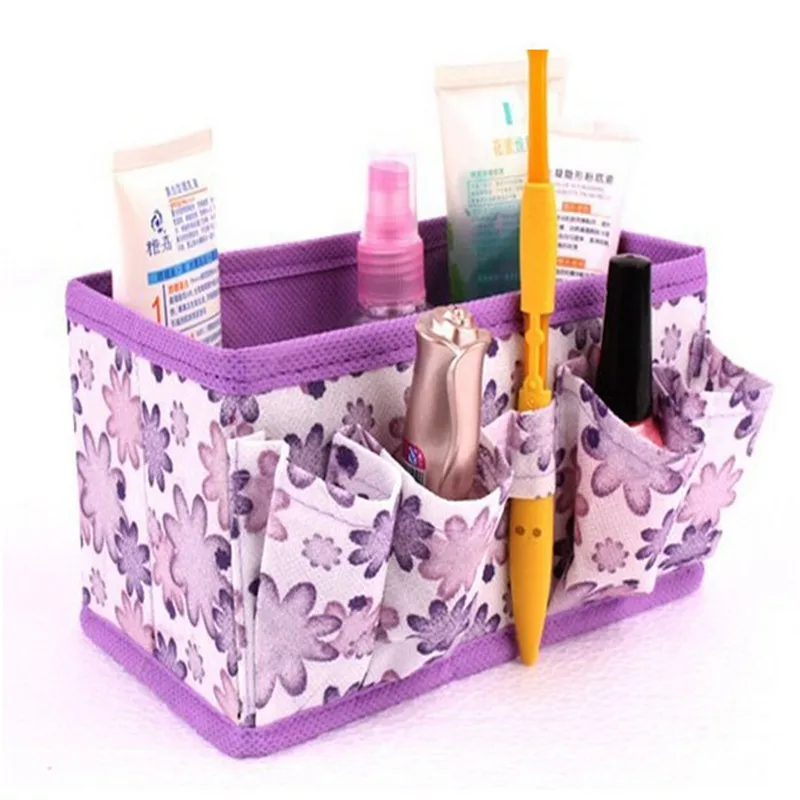 

Portable Beautiful Flower Makeup Cosmetic Storage Box Bag Bright Organiser Foldable Stationary Container Cosmetics tools