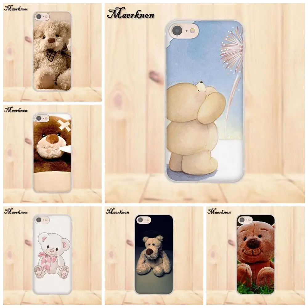 Плюшевый мишка I Love You мягкий TPU персонализированный узор для Apple iPhone X 4 4S 5 5C SE 6 6S 7 8