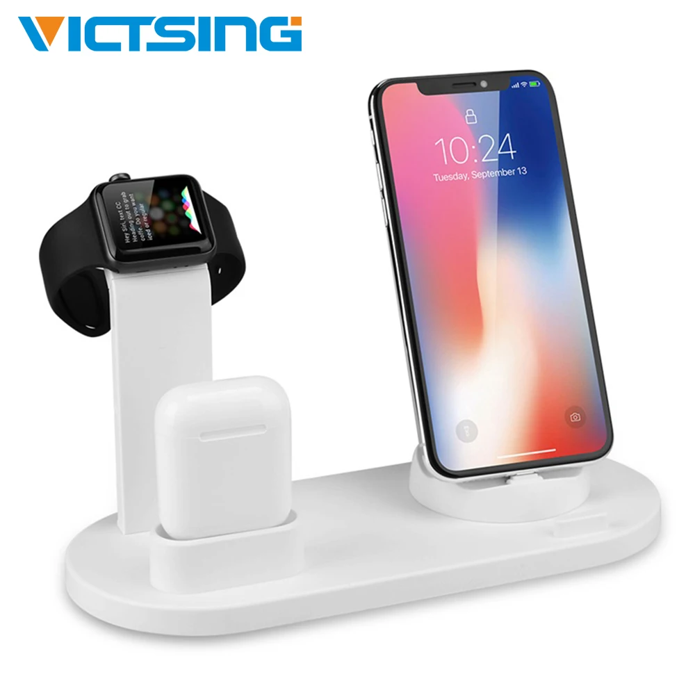 

3-in-1 Charging Base Without Wireless Charging for iPhone for Airpods White/Black Color
