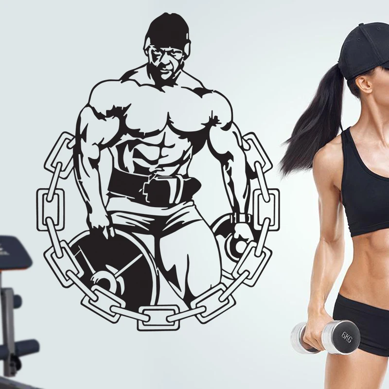 

Car Gym Sticker Fitness Decal Bodybuilding Iron Man Posters Name Muscle Vinyl Wall Parede Decor Gym Sticker