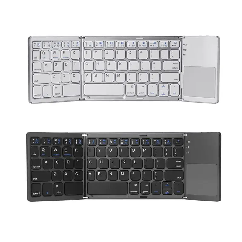 

Wireless Bluetooth Keyboard Foldable Touchpad Dual Mode USB Rechargable Portable for Windows IOS Android Phone Tablet PC