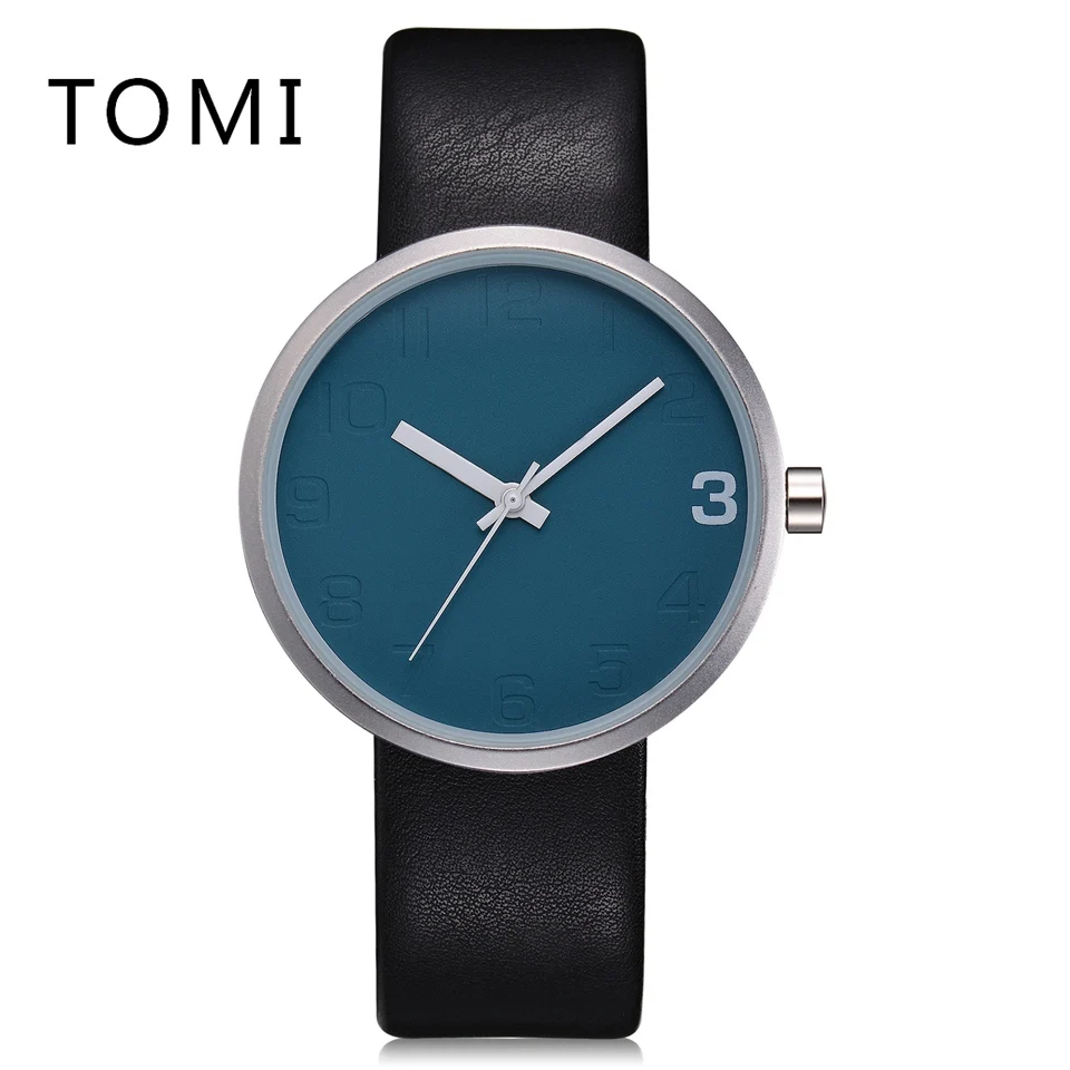 

Tomi Brand Men Watch Fashion Blue Dial Leather Strap Business Sports Quartz Clock Man Watches Relogio Masculino