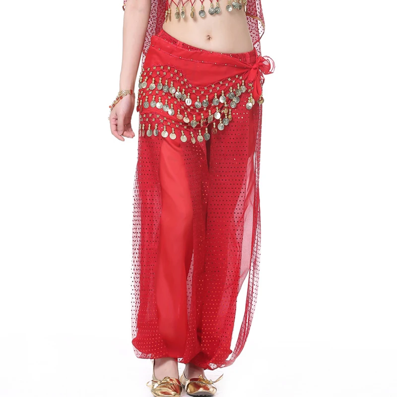 Индийские штаны для танца живота, женские шаровары, Милые шифоновые штаны с блестками, свободные хоккейные штаны для женщин, 10 цветов, горячая распродажа