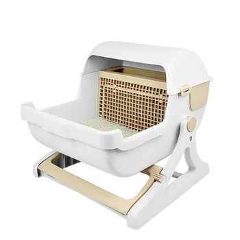 

semi-automatic quick cleaning Cat Litter Box Pet Cleaning Products Cat Litter Toilet Anti-Splash Pet Toilet Cat Bedpans Reusable