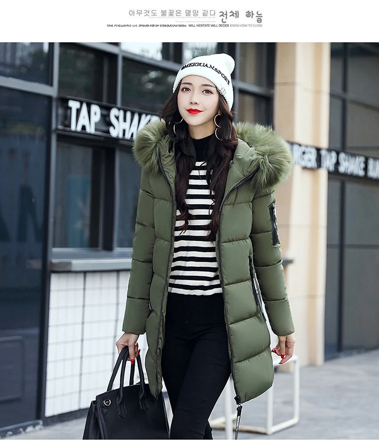 Women Parkas Long Coats Army Green Overcoat Female Winter Hooded Cotton Coats Woman Jackets 2018 New Clothing LZ975 (14)