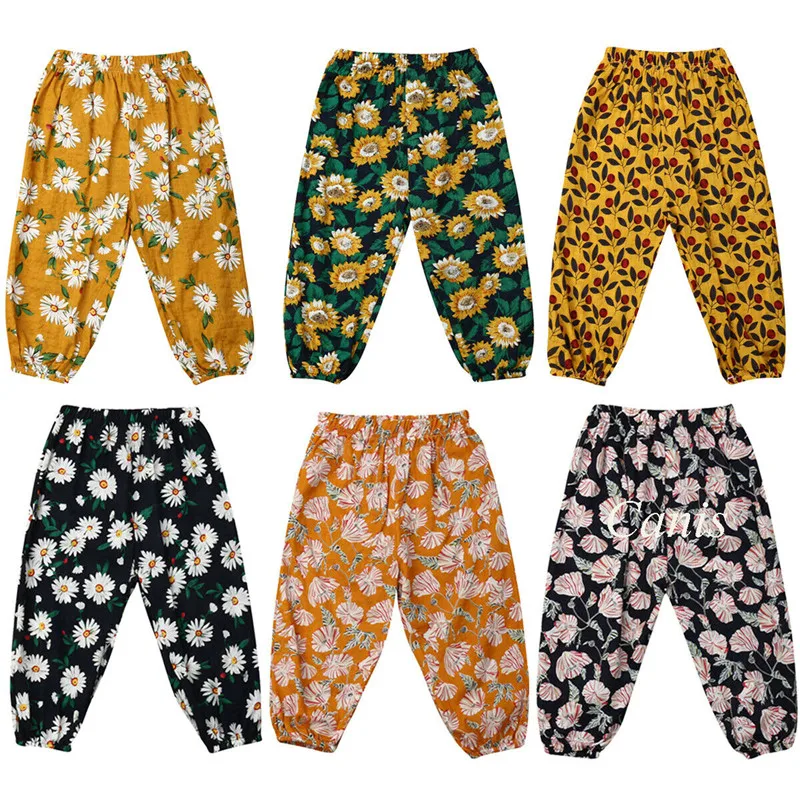 

Summer Toddler Baby Girl Pants Breathable Pants Bottom Jogger Loose SunFlower Trousers Clothes