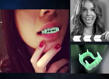 

10pcs/lot Green Tricky Toys Vampire False Teeth Glow in the Dark Fluorescent Green Luminous Gags Practical Jokes for Halloween