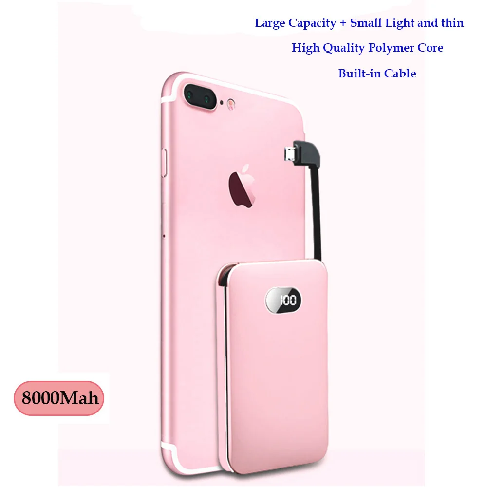 

MINI Universal 8000mah Charger for Iphone Xs Max XR External Battery Power Bank Portable Battery Charging for Android Type C USB