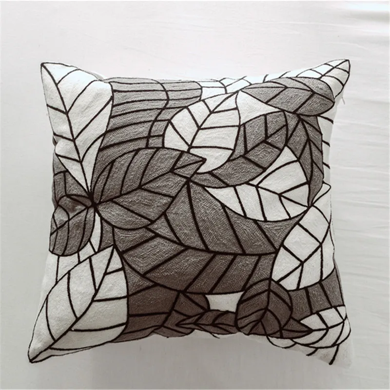 Современная лимонная наволочка с вышивкой простой лист Цветочная звезда квадратная наволочка для подушки Геометрическая наволочка для