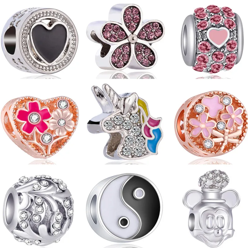 

Fresh Style Hollow Bowknot Flowers Unicorn Wings Owl Cross Pendants Beads Fit Pandora Charms Bracelets & Bangles for Women DIY