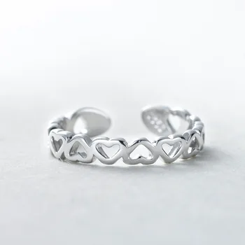 

100% Real 925 Sterling Silver Heart Rings For Women Bridal Wedding Anelli Trendy Jewellery Party Engagement Anillos Mujer
