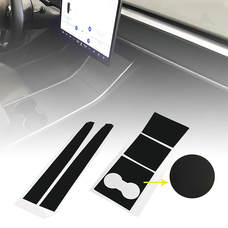 

For Tesla Model 3 Car Stickers Matte Black Car Stickers Center Console Vinyl