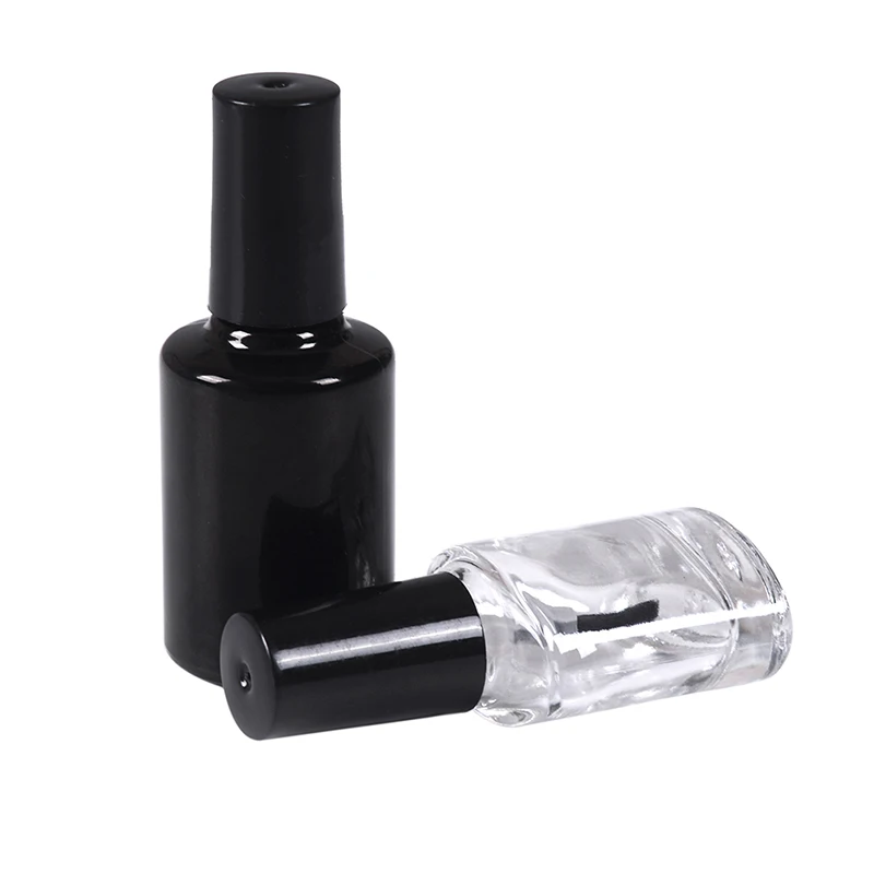 Пустая бутылка под лак для ногтей косметические контейнеры для ногтей Стекло бутылки с кисточкой черный прозрачный Стекло с крышкой кисть 10/15 мл