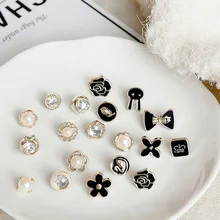 10pcs/lot Imitation Pearl Circle Brooch Pins PU Button Women Trendy Metal Sweater Collar Hijab Pin Brooch Jewelry Accessories 35 trendy rhinestoned faux pearl brooch for women