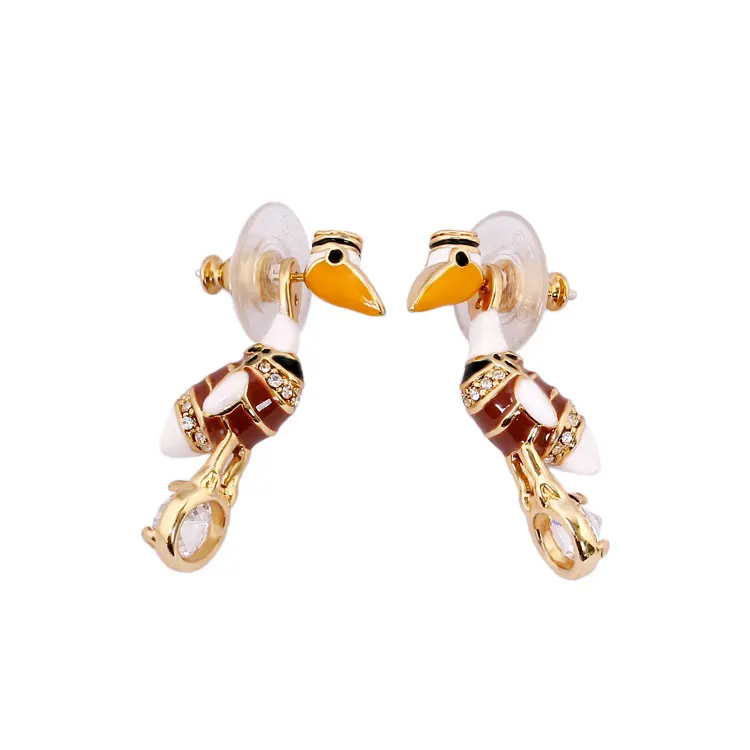 British Pelican Two Wearing Method Stud Earrings Ohrringe Pendientes Mujer Moda Jewellery Fashion Joyas Jewelry Charms Sieraden | Украшения