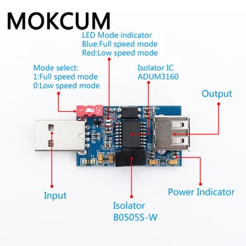 

ADUM3160 B0505S 1W 1500V USB to USB Voltage Isolator Module 12Mbps 1.5Mbps USB2.0 Board Protection Isolation Module
