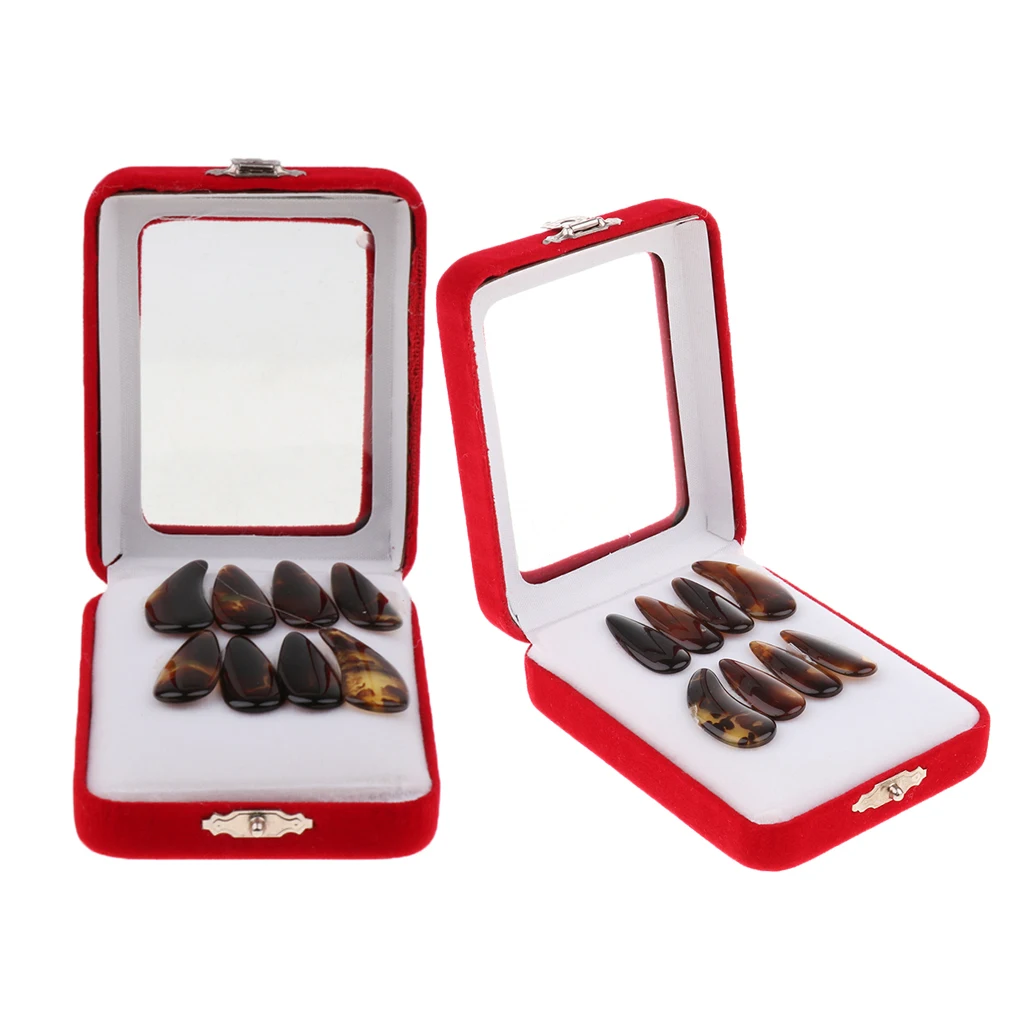 2 Pack Guzheng Nail Chinese Zither Koto Finger Picks with Carry Case for Children Adults Playing