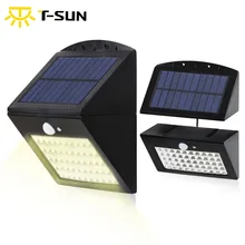 T-SUN 50 светодиодный 3000 К с теплым белым светом для солнечных лучей Сенсор разъемные настенный светильник на солнечных батареях Беспроводной свет IP65 Водонепроницаемый для сада