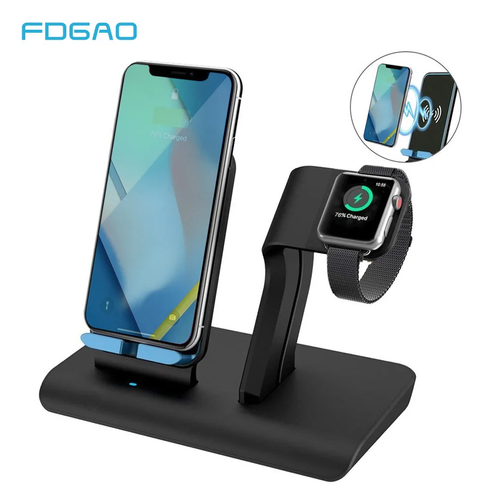 

FDGAO 2 in 1 10W Wireless Charger Stand for iPhone Apple Watch Charge Dock Station Charger for Apple Watch Series iPhone X 8 XS