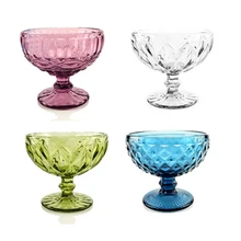 2 шт чистый цвет Финляндия стекло мороженое чаша салат Десерт стекло мороженое чашка тисненые Геометрические линии Кристалл коктейль чайная чашка