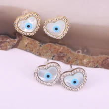 Мода 10 пар сердце форма кубического циркония оболочки серьги гвоздики ювелирные изделия для женщин