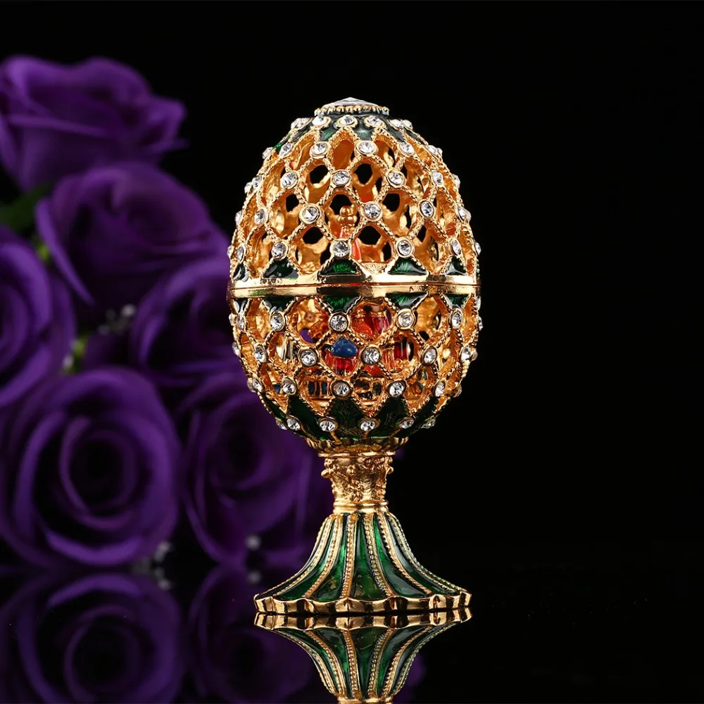 Qifu Luxo Estilo Rússia Faberge Ovo Artesanato Ornamentos Miniaturas