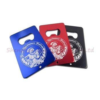

50x Custom Logo Engraved Credit Card Shaped Beer Bottle Opener Personalized Aluminum Business Card Bottle Opener Blue Black Red