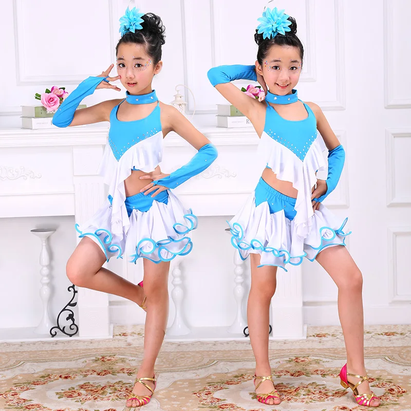 

White Performance Child Children Ballet Latin Dance Dress For Girls Samba Dress Dancing Dress Girl Dancewear Kid Costume School
