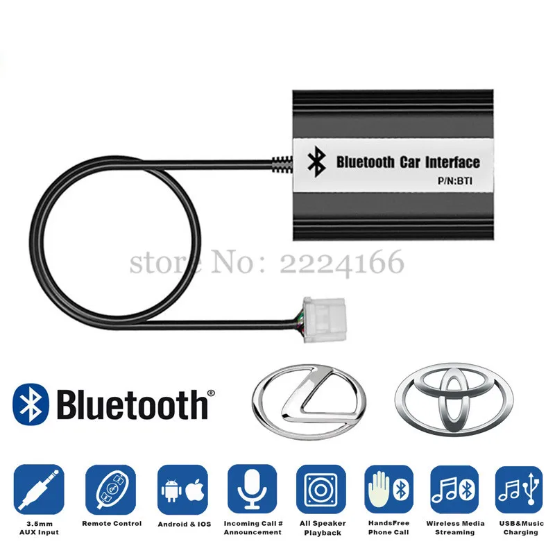 

Quality Car Bluetooth A2DP MP3 Music Adapter for Toyota Lexus Scion AUX USB Music Charging Handsfree Kit Car Styling Parts