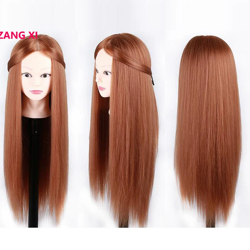 

100% High Temperature Fiber Golden Hair Cabeza Maniqui Head For Braid Hairdressing Cosmetology Long Smooth Hair Dummy Head