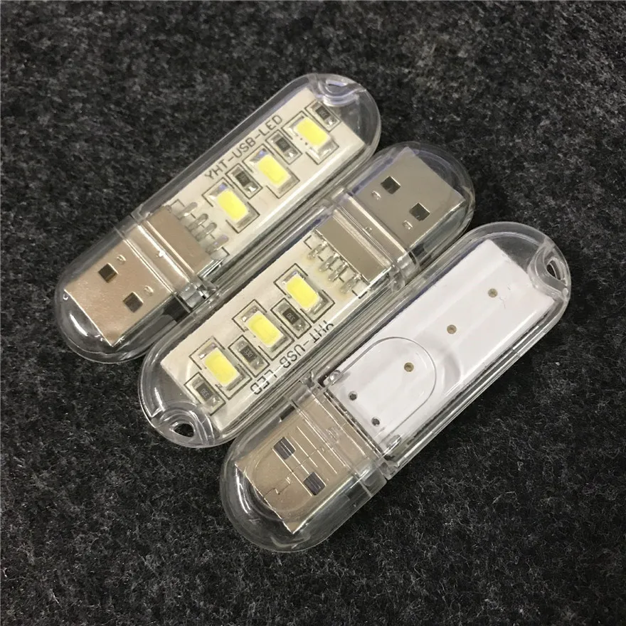 500pcs Mini USB drive LED Night Light Lamp Flashlight Keychain Lamp Portable USB Power Pure White 8 3 LED Strip Pocket