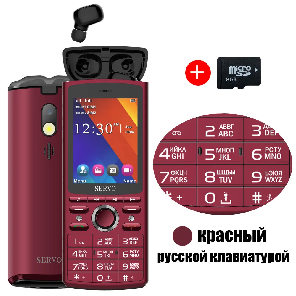 SERVO R25 2," мобильный телефон две sim-карты с Bluetooth 5,0 TWS беспроводные наушники 6000 мАч power Bank GSM WCDMA GPRS мобильный телефон - Цвет: Red Russia 8GB TF