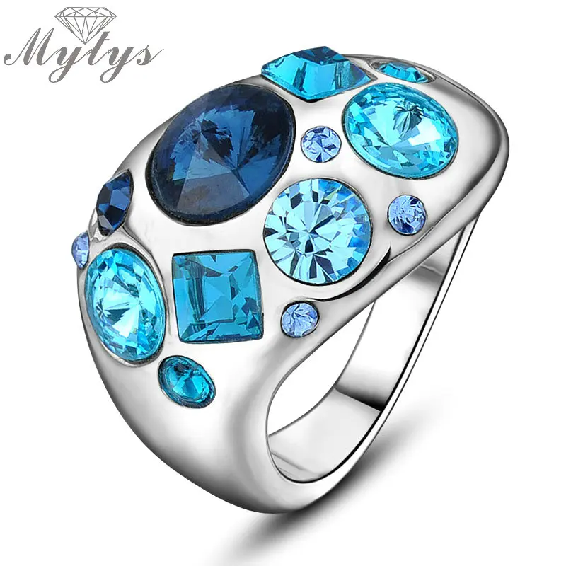 

Mytys Multi-color Crystal Ring for women Unique Style free shipping on sale R843R844