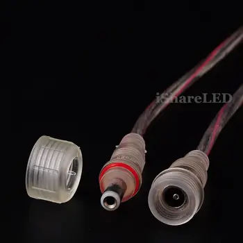 

100 Pairs DC Male to Female Connector Waterproof Cable 2pin Transparent LED Light Strip