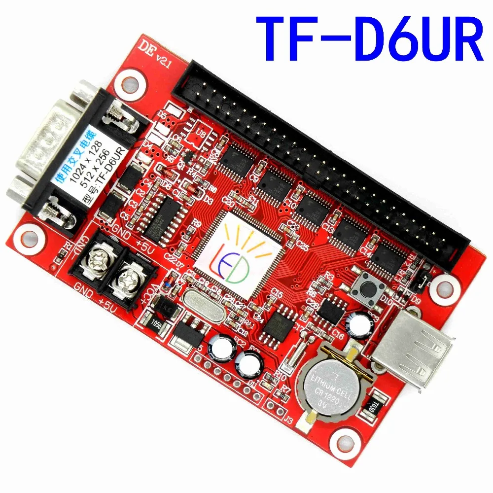 

free shipping TF-D6UR 512*256pixels large area serial/ USB led control card P10,p13.33,p16,F3.75 LED sign controller board