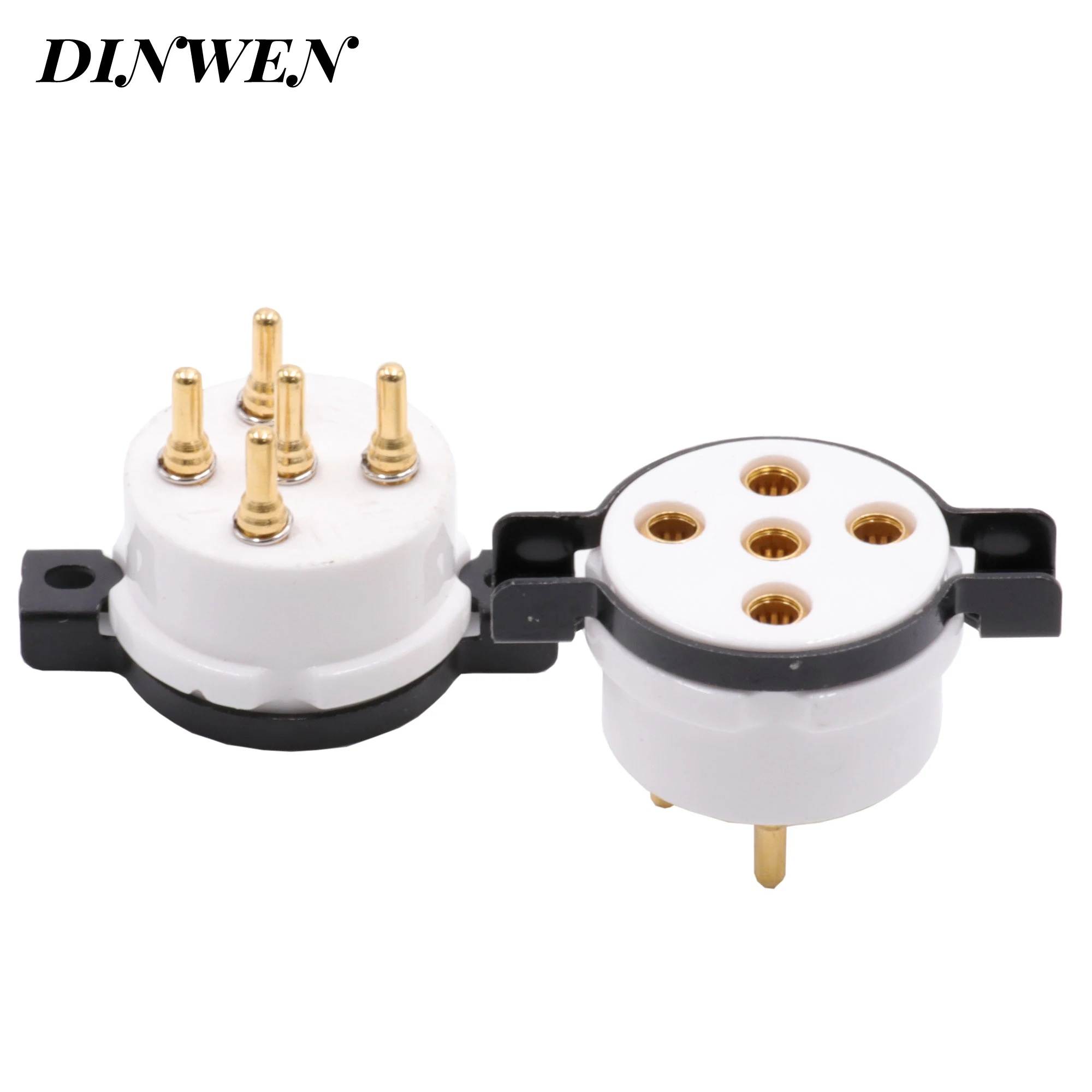 

2PCS 5Pin Ceramic Vacuum tube Socket for PX4 B4 B5 PX25 1064 U18 RGN106 Gold Plated Machined Brass Pins Hifi Audio Amplifier DIY