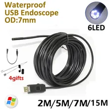 7mm Lens 2M 5M 7M 10M 15M Endoscope USB Camera IP67 Waterproof inspection Flexible Snake USB Tube Pipe Borescope Camera 6LED 7mm Lens 2M 5M 7M 10M 15M Endoscope USB Camera IP67 Waterproof inspection Flexible Snake USB Tube Pipe Borescope Camera 6LED