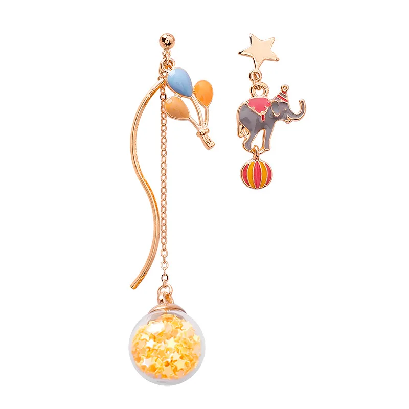 

Korea Style Earring New Elephant Cartoon Circus Balloon Earrings for Women Asymmetric Drop Earrings Fashion Jewelry Earring 2019