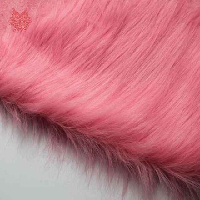9cm Pink Plush Faux Fur Fabric For Winter Coat Vest Fur Collar 150