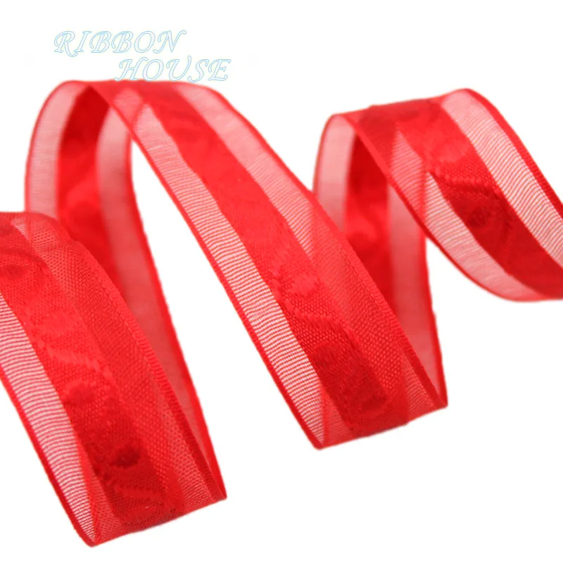 Buy 3/4'' (20mm) red organza ribbon colored pretty