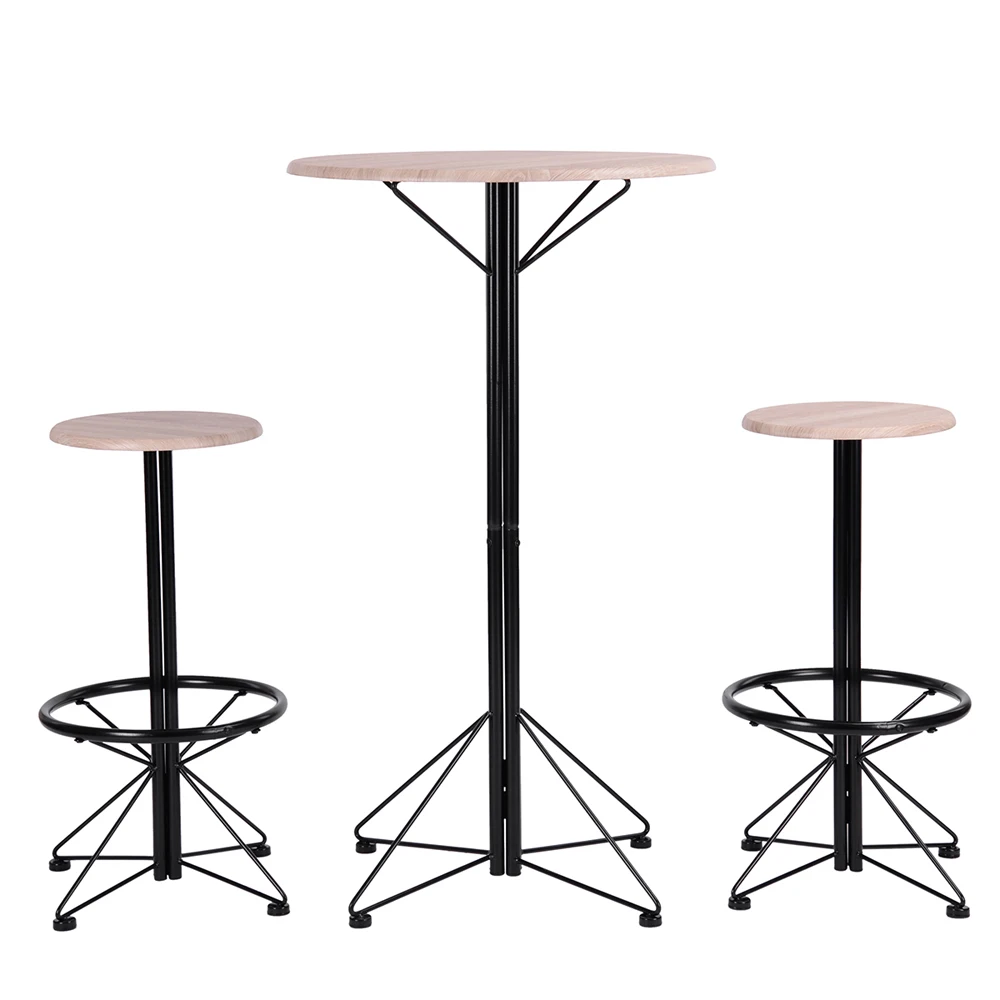 

EGGREE 3PCS MDF with NC painting, steel tube Coffee Table Set Metal Frame Nesting Console Set Bar Stool Counter Furniture Set