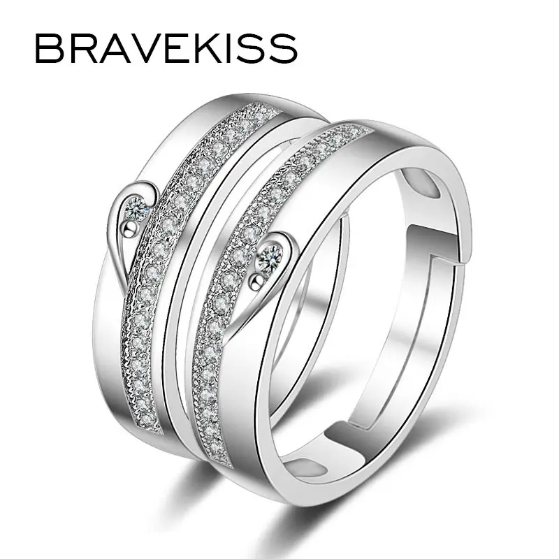 BRAVEKISS крошечные сердце кубический циркон Регулируемый изысканное кольцо набор