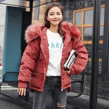 

S-2XL Japanese Winter Coat Casual Cotton Down Jacket Hoodie Parkas Big Fur Collar Clothes Keep Warm Clothes 017-907KY11