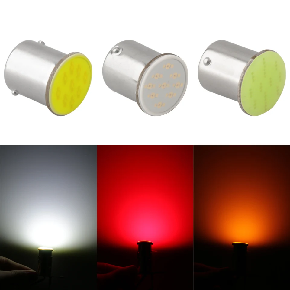 2шт Ba15s Cob P21w светодиодный 12 SMD 1156 12V Светодиодный светильник для автомобиля